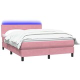 Box Spring krevet s madracem i LED ružičasti 140x220 cm baršun | shoptok.hr