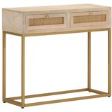 vidaXL Konzolni stol 90 x 30 x 76 cm od masivnog drva manga i željeza | shoptok.hr