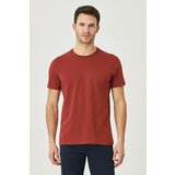 AC&Co / Altınyıldız Classics Men's Claret Red 100% Cotton Slim Fit Slim Fit Crewneck Short Sleeved T-Shirt. Cene