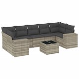 vidaXL Vrtna sedežna garnitura 8-delna z blazinami sv. siv poli ratan, (21071754) | Shoptok.si