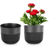 KADAX cvetlični lonec, pokrov za cvetlični lonec, 15 cm, plastika, okrogel, rebrast, grafiten, (5000350005) | Shoptok.si
