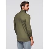 Ombre Men's plain turtleneck longsleeve - dark olive green | ePonuda.com