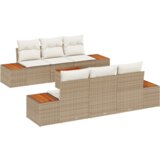 vidaXL 7 Dijelni Vrtni Sofa Set S Jastucima Bež Poli Ratan Akacija | shoptok.hr