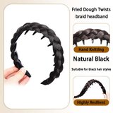 INF 2-Pack Zigzag Fishtail Braid Headband With Teeth – Ročno pleten visok trak za lase, naraven videz Black, (5000158623) Cene