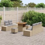  Set od 8 komada vrtne sofe s jastučićima bež Poly Rattan Akacija | shoptok.hr