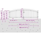  Dvoja vrata s zaključavanjem Woerden Siva 400 x 174,5 cm Čelik | shoptok.hr