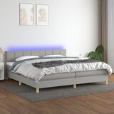  box spring s madracem LED svjetlosivi 200x200 cm tkanina | shoptok.hr