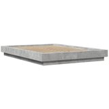  Okvir krevet s LED svjetlima siva boja betona 135x190 cm drveni | shoptok.hr