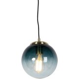 QAZQA Art deco viseča svetilka iz medenine z oceansko modrim steklom 20 cm - Pallon Cene