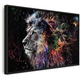  Slika - Crazy Lion (1 Part) Wide 90x60 U crnom drvenom okviru | shoptok.hr
