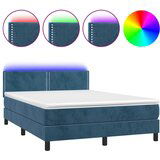 The Living Store Box spring postelja z vzmetnico LED temno modra 140x200cm žamet - Box Spring Postelja, (21490088) | Shoptok.si