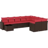  10-dijelni set vrtnih sofa od poliratana s jastucima smeđi | shoptok.hr