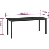  Vrtni stol crni 190 x 90 x 74 cm od aluminija i stakla | shoptok.hr
