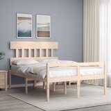 vidaXL Posteljni okvir z vzglavjem 140x190 cm trden les Cene