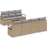  8-delni vrtni sedežni set z blazinami bež poly ratan | Shoptok.si
