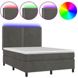 The Living Store Box spring postelja z vzmetnico LED temno siva 140x190 cm žamet - Box Spring Postelja, (21491466) | Shoptok.si