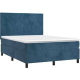  Box spring postelja z vzmetnico LED temno modra 140x200cm žamet, (20790295) | Shoptok.si