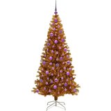 vidaXL Božično drevo med 300 LED z stojalom Zlata 180 cm PET | Shoptok.si