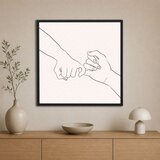 Wallxpert uramljena slika na platnu Cc-K-Sy-1020, linijski crtež dve ruke spojene malim prstima, 60 x 60 cm | Eponuda.com