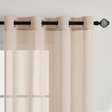EMEMA 2x 145 × 140 cm Polprosojne bež zavese z rinkami | Shoptok.si