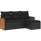  The Living Store Vrtna sedežna garnitura 4-delna z blazinami črna poli ratan - Vrtna Sedežna Garniture, (21461706) | Shoptok.si