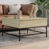 vidaXL Klubska mizica sonoma hrast 80x80x50 cm inžen. les in kovina Cene
