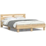  The Living Store Posteljni okvir z vzglavjem in LED sonoma hrast 150x200 cm - Posteljni Okvir, (21529716) | Shoptok.si