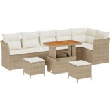  Set od 9 dijelova vrtnih sofa s jastučićima bež poli ratan akacija | shoptok.hr