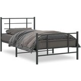Metalni okvir kreveta uzglavlje i podnožje crni 100x190 cm | shoptok.hr