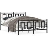 vidaXL Kovinski posteljni okvir z vzglavjem in vznožjem črn 135x190 cm | Shoptok.si