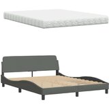 vidaXL Postelja z vzmetnico temno siva 160x200 cm blago | Shoptok.si