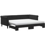  The Living Store Izvlečna dnevna postelja z vzmetnicami črna 90x200 cm žamet - Izvlečna Dnevna Postelja, (21491509) | Shoptok.si