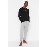 Trendyol Men's Black Slogan Printed Regular Fit Knitted Pajamas Set | shoptok.hr