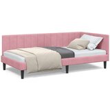 vidaXL Kutni okvir kreveta s uzglavljem Ružičasta 100 x 200 cm Baršun | shoptok.hr