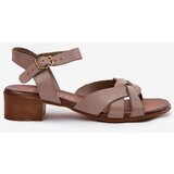 Zazoo Leather Sandals On A Delicate Heel Beige 40372 | Shoptok.si