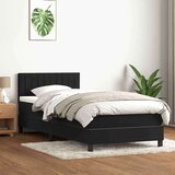 vidaXL Box spring postelja z vzmetnico črn 90x210 cm žamet | Shoptok.si