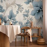  Foto tapeta - Turquoise Flowers in Retro Ambience - Floristic Ornaments 350x256 | shoptok.hr