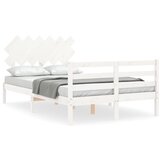The Living Store Posteljni okvir z vzglavjem bel 120x200 cm trden les - Posteljni Okvir, (21527307) | Shoptok.si