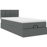 vidaXL Otomanski posteljni okvir z vzmetnico siv 80x200 cm blago | Shoptok.si