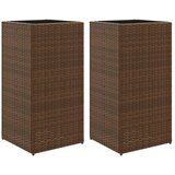 vidaXL Vrtna korita 2 kosa rjava 40x40x80 cm poli ratan, (21317195) Cene
