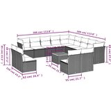  14-dijelni set vrtnih sofa od poliratana s jastucima sivi | shoptok.hr