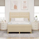 Box Spring postelja z vzmetnico in LED krem 160x200 cm tkanina, (22049592) | Shoptok.si