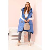 Kesi Włoski Women's quilted Plus Size vest with a hood zipped denim color | ePonuda.com