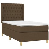  Krevet s oprugama i madracem tamnosmeđi 100 x 200 cm od tkanine | shoptok.hr