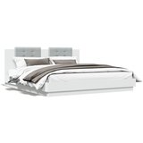 vidaXL Okvir kreveta s uzglavljem i LED svjetlima bijeli 200 x 200 cm | shoptok.hr