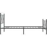 vidaXL Kovinski posteljni okvir z vzglavjem in vznožjem črn 90x200 cm | Shoptok.si