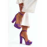 Kesi Comfortable suede sandals with high heels, Purple Essence Cene