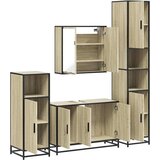 4-dijelni set kupaonskog namještaja boja hrasta sonome drveni | shoptok.hr