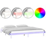  LED okvir za krevet bijeli 120 x 200 cm od masivnog drva | shoptok.hr