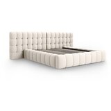 Micadoni Home Krem tapecirani bračni krevet s prostorom za odlaganje s podnicom 180x200 cm Mamaia – | shoptok.hr